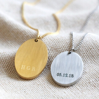 Men's Personalised Stainless Steel Oval Pendant Necklace