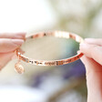 Model Holding 'Always My Mum' Meaningful Word Bangle in Rose Gold