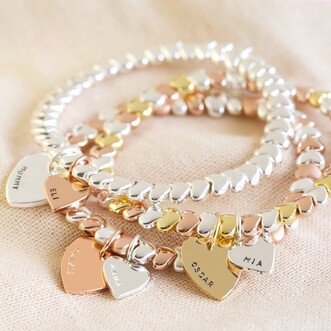 Personalised Beaded Hearts Bracelet