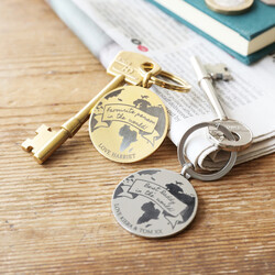 Personalised World Stainless Steel Disc Keyring