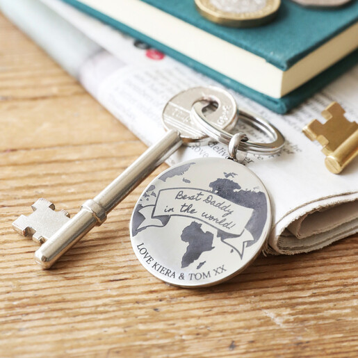 Lisa Angel Personalised World Stainless Steel Disc Keyring