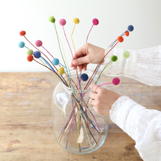 Lisa Angel 20 Stems of Preserved Rainbow 'Billy Buttons' Craspedia Flowers in a Vase