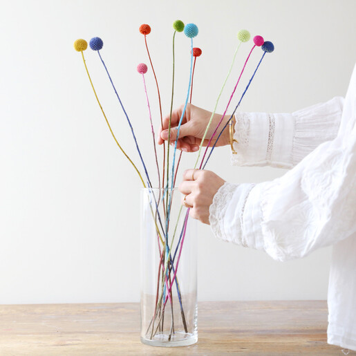 Lisa Angel 10 Stems of Preserved Rainbow 'Billy Buttons' Craspedia Flowers in a Vase