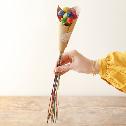 Lisa Angel 10 Stem Posy of Preserved Rainbow 'Billy Buttons' Craspedia Flowers