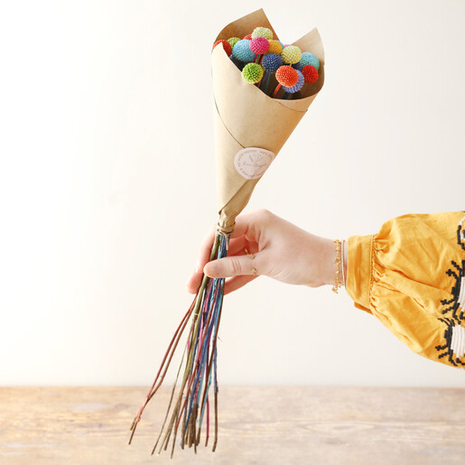 Lisa Angel 20 Stem Bouquet of Preserved Rainbow 'Billy Buttons' Craspedia Flowers