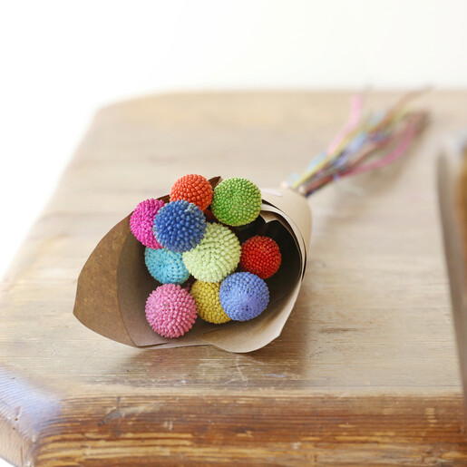 Lisa Angel 10 Stems of Preserved Rainbow 'Billy Buttons' Craspedia Flowers