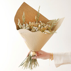 Natural Dried Flower Bouquet with Citrine Crystal