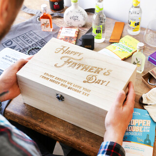 Personalised Happy Father's Day Wooden Hamper Box