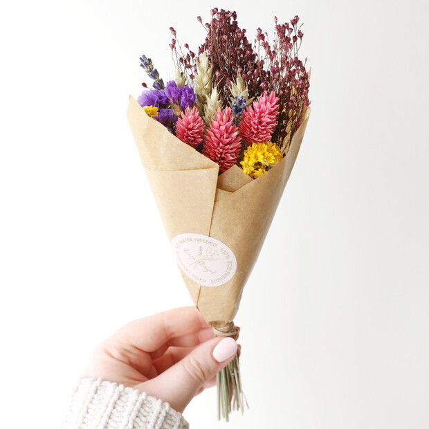 Brights Dried Flower Posy Bouquet Letterbox Gift Lisa Angel
