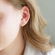 Lisa Angel Gold Sterling Silver Crystal Huggie Earrings on Model