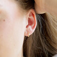 Lisa Angel Gold Sterling Silver Crystal Huggie Hoop Earrings On Model