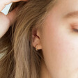 Lisa Angel Gold Sterling Silver Dotted Huggie Hoop Earrings on Model