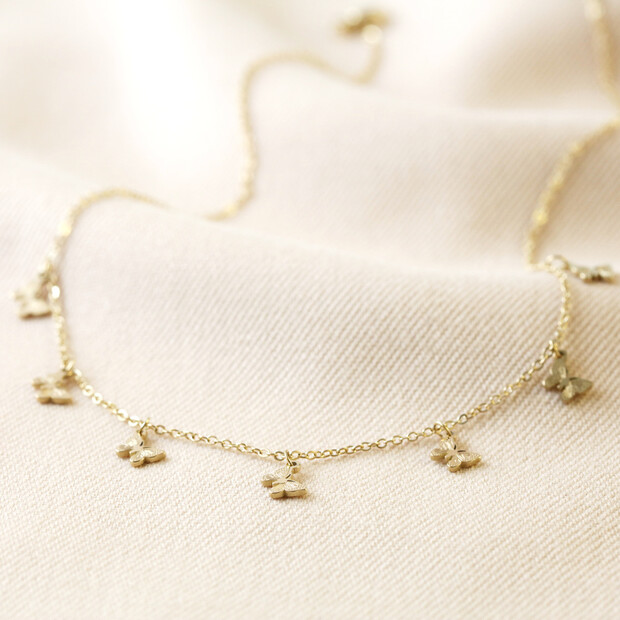 Gold Stainless Steel Butterfly Necklace