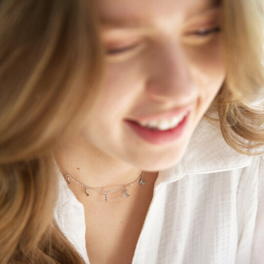 Lisa Angel Ladies' Stainless Steel Butterfly Necklace on Model