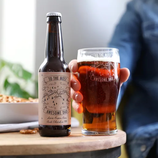 Father's Day Adventure Beer Bottle and Pint Glass