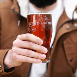 Personalised 'Bicycles and Beer' Pint Glass