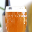 Personalised 'Bicycles and Beer' Pint Glass