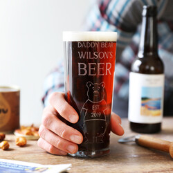 Personalised 'Daddy Bear' Pint Glass