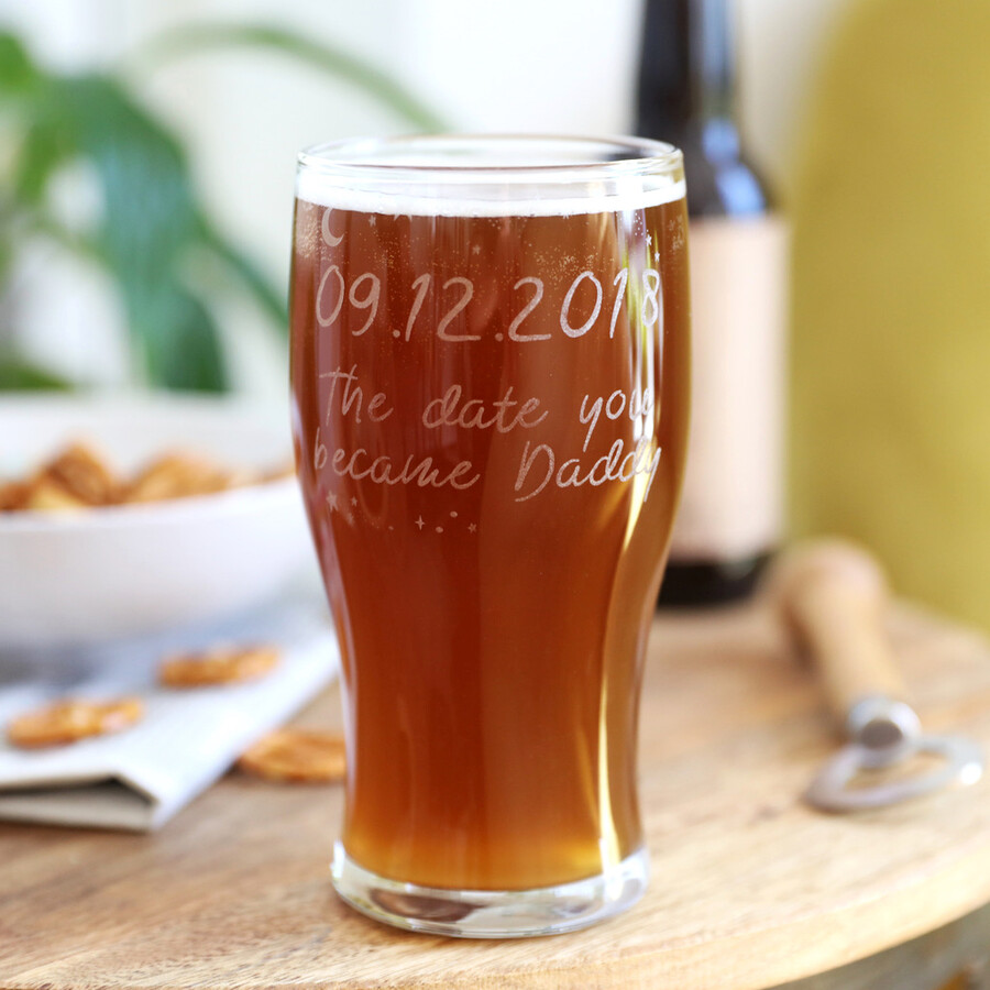 Personalised Engraved Pint Beer Glass Birthday Daddy Gift Dad Wedding Gift 