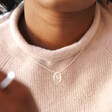 Model Wears Personalised Sterling Silver Swirl Pendant Necklace