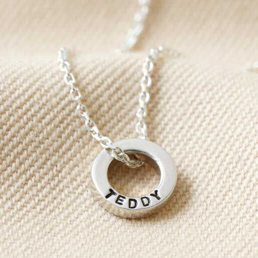 Lisa Angel Hand-Stamped Personalised Sterling Silver 'Family' Bead Necklace