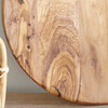 Close Up of Round Olive Wood Pizza Board