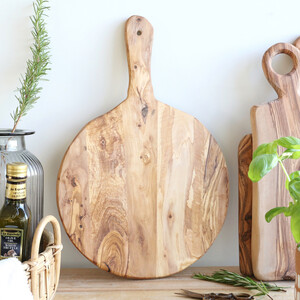 Round Olive Wood Pizza Board