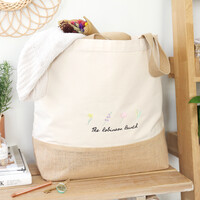 Personalised Embroidered Birth Flowers Tote Bag