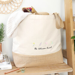Personalised Embroidered Birth Flowers Tote Bag