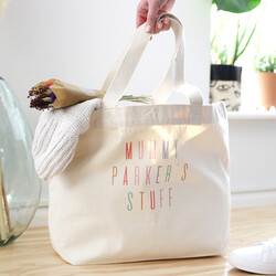 Personalised Rainbow Wording Organic Cotton Tote Bag