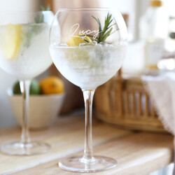 Personalised Clear Etched Balloon Gin Glass