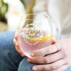 Personalised Floral Wreath Glass Tumbler