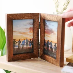 Sass & Belle Dark Wood Double 4" x 6" Photo Frame