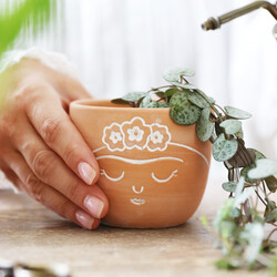 Sass & Belle Mini Frida Kahlo Terracotta Planter, H7.5cm