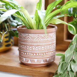 Sass & Belle Geometric Terracotta Planter, H13cm
