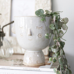 Sass & Belle Glazed Simple Face Planter, H14.5cm