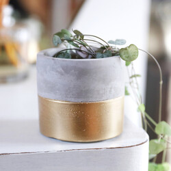 Sass & Belle Mini Tuva Gold Dip Cement Planter, H7.5cm