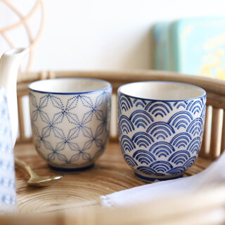 Now Designs Waves Stamped Mugs White/Blue 12 oz Set of 6 