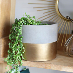 Sass & Belle Tuva Gold Dip Cement Planter, H11cm