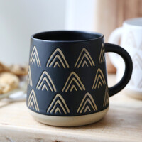 Sass & Belle Wax Resist Triangles Mug in Black