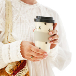 Bee Print Bamboo Travel Mug