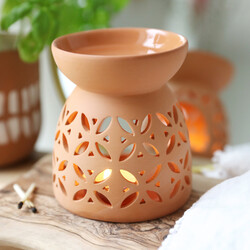 Geometric Terracotta Oil Burner