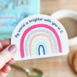 'My World is Brighter' Rainbow Wooden Coaster