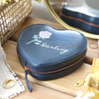 Lisa Angel Ladies' Navy Personalised Colourful Birth Flower Heart Travel Jewellery Case