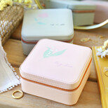Personalised Colourful Birth Flower Square Travel Jewellery Box