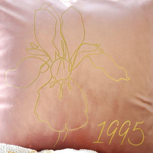 Personalised Birth Flower Square Velvet Cushion Lisa Angel