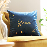 Personalised Name and Constellation Velvet Cushion
