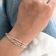 Lisa Angel Ladies' Layered Beaded Chain Bracelet in Silver and Rose Gold on Model