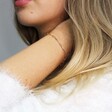 Model Wearing Lisa Angel Ladies' Rose Gold Rectangle Chain Bracelet