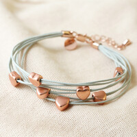 Multi-Strand Heart Bracelet in Grey and Rose Gold